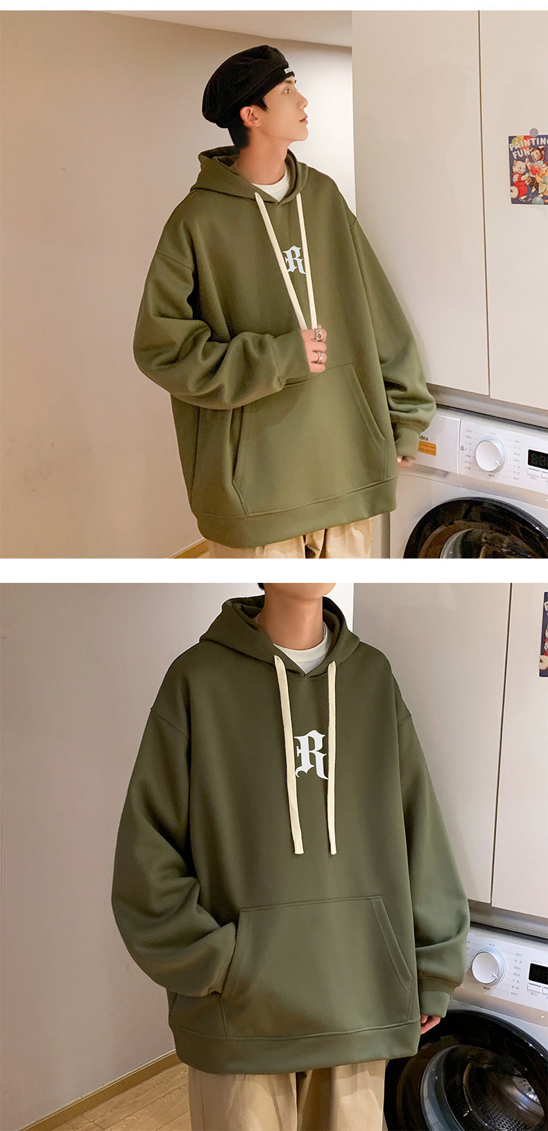 American hooded sweater men's spring and fall heavyweight 420 grams gangster handsome high street large size loose senior sense of leisure j