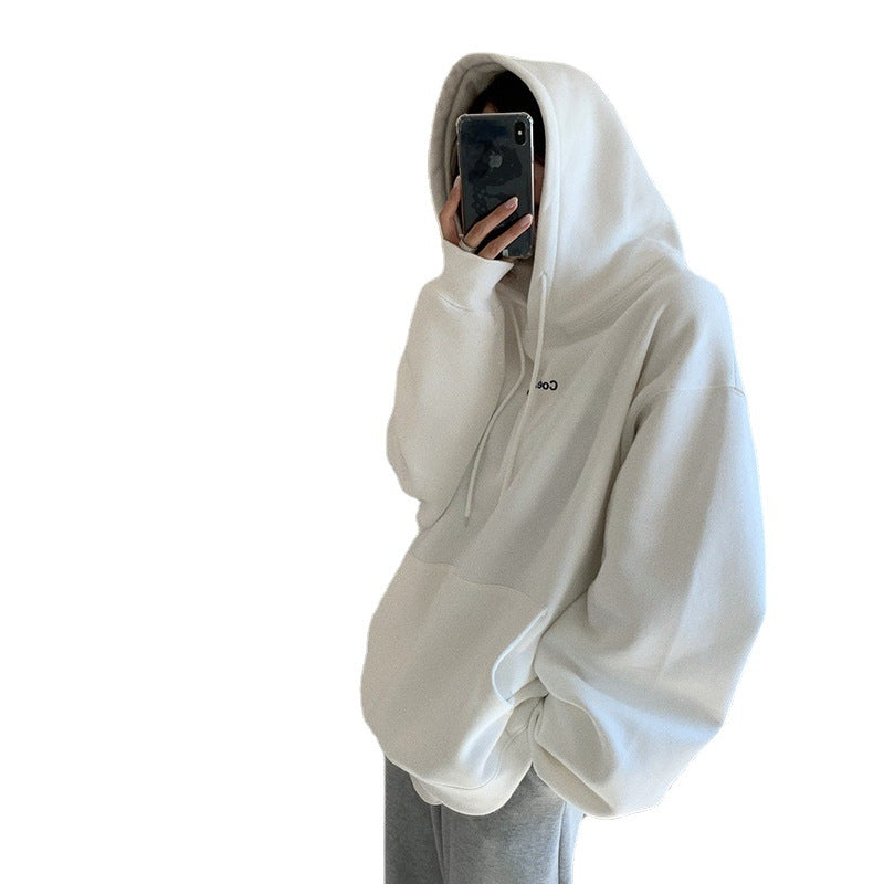 Gray hooded sweater female spring and autumn padded thickened Korean loose lazy wind oversize jacket